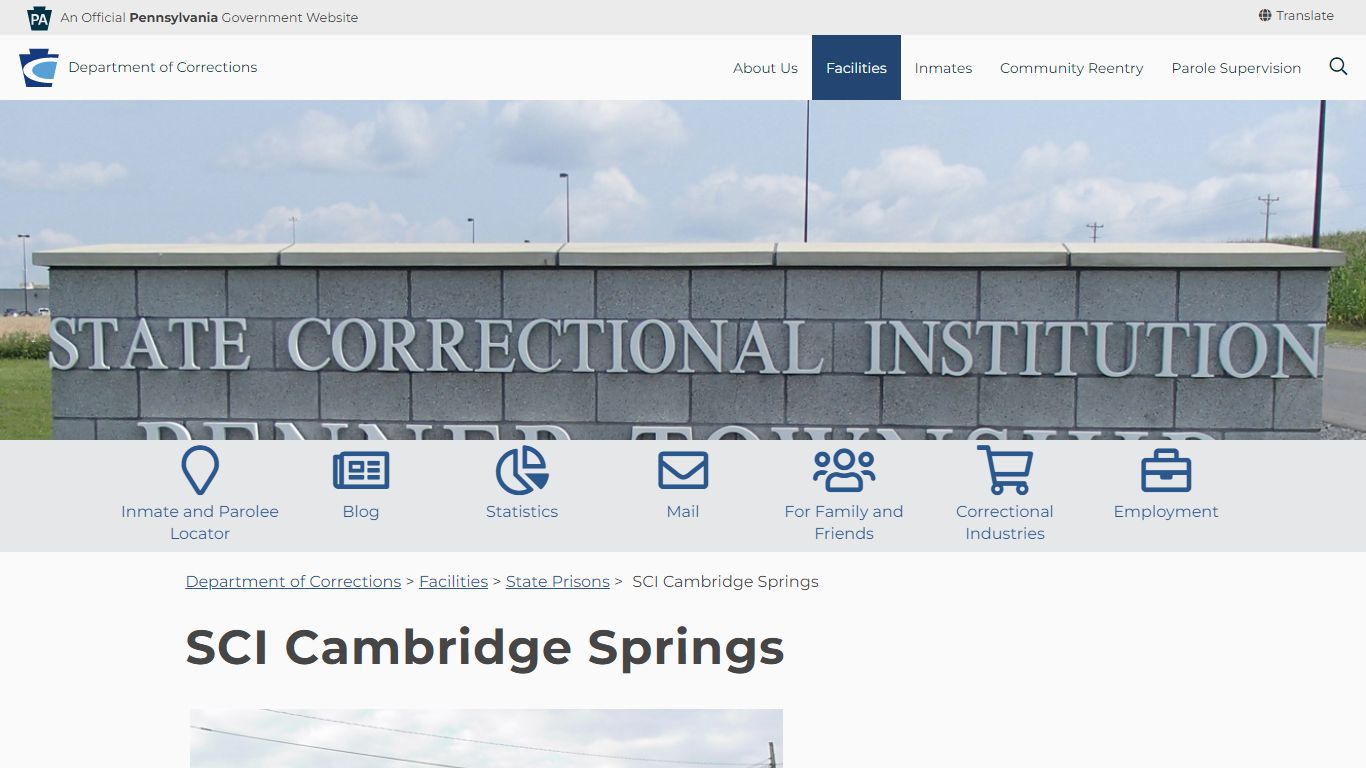 SCI Cambridge Springs - Pennsylvania Department of Corrections